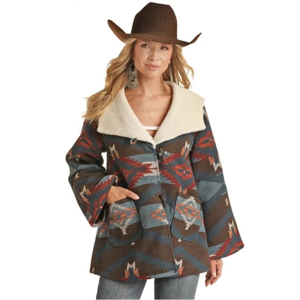 Powder River Outfitters' Sherpa Lined Woven Jacquard Coat